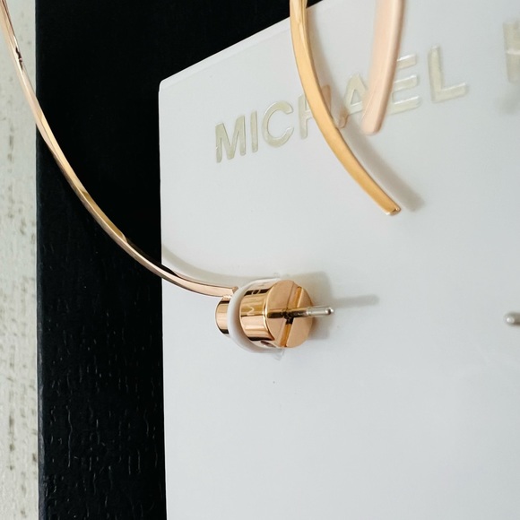 Michael Kors Rose Gold Stud Hoops Earrings - Picture 5 of 9